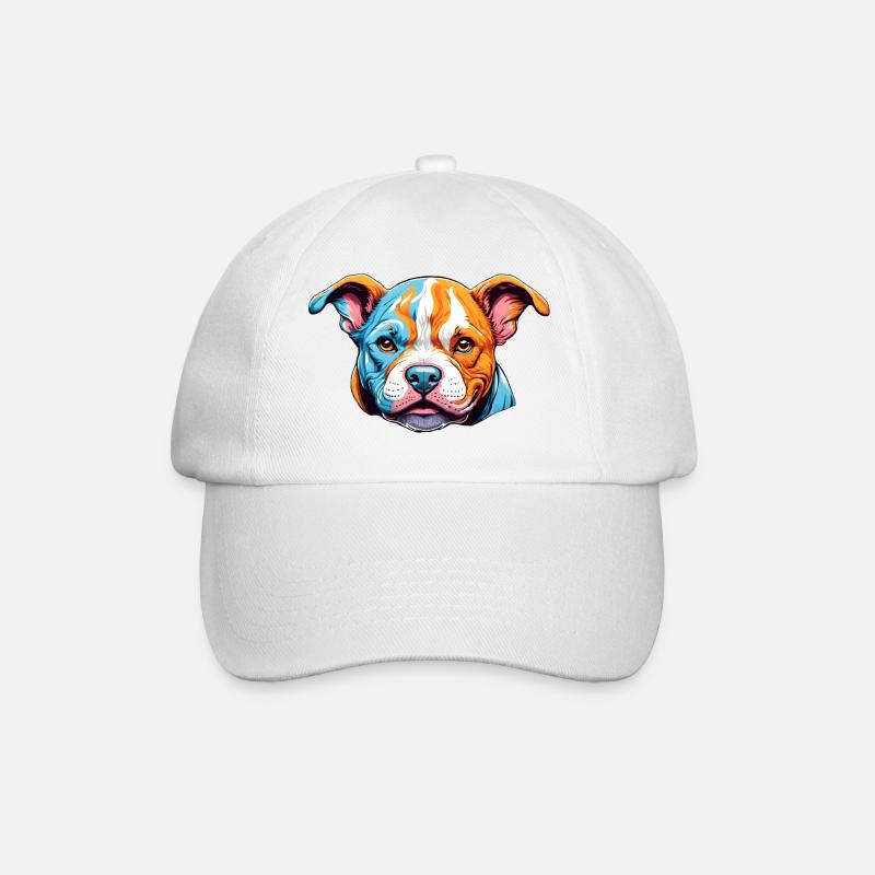 Boxer Dogs Puppy Colorful Logo - Baseball Cap - white/white