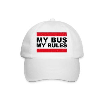 My Bus My Rules - Lustiges Geschenk für Busfahrer - Baseballkappe - Weiß/Weiß - Vorne