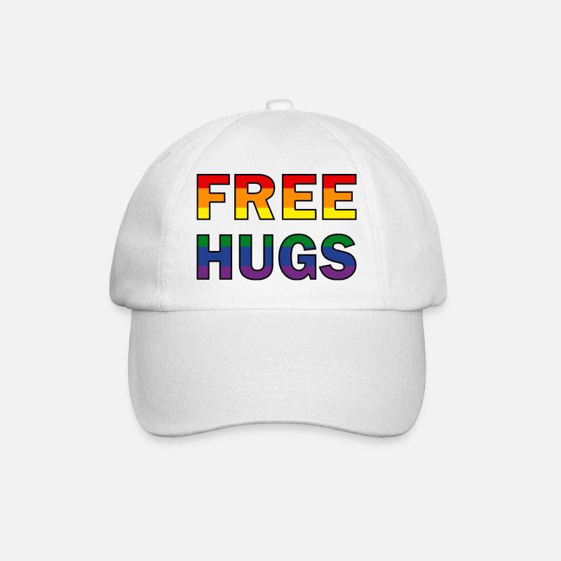 Free Hugs Regenbogenfahne - Baseballkappe - Weiß/Weiß