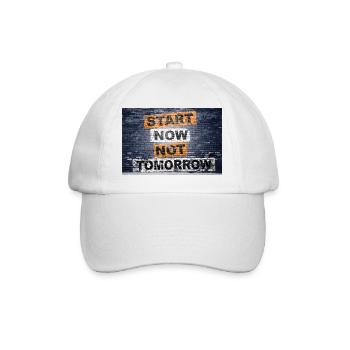 Start Now Not Tomorrow Spruch Schriftzug Graffiti - Baseballkappe - Weiß/Weiß - Vorne