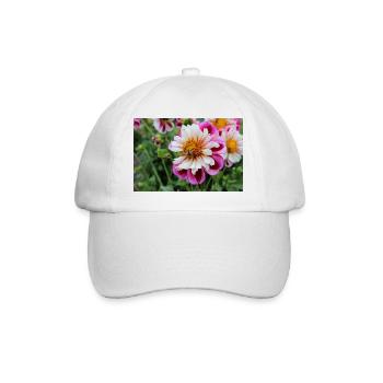 Abeille, Miel Scène Sur Fleur Colorée, Dahlia - Casquette classique - blanc/blanc - Devant