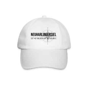 Koordinaten Neuharlingersiel - Baseballkappe - Weiß/Weiß - Vorne