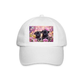 Small dogs with flower crown - Baseball Cap - white/white - Front