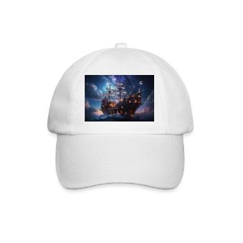 Beau voilier la nuit - Casquette classique - blanc/blanc - Devant