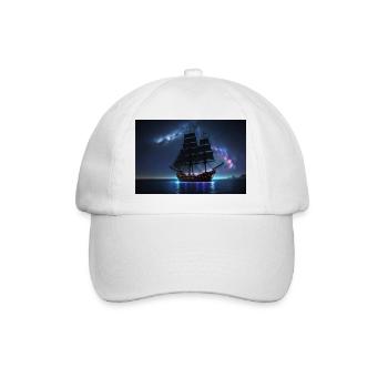 Sailing ship under mystical sky - Baseball Cap - white/white - Front