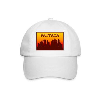 Pattaya Skyline Sonnenuntergang - Baseballkappe - Weiß/Weiß - Vorne