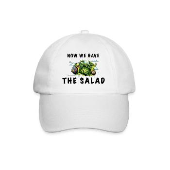 denglisch spruch lustig now we have the salad - Baseballkappe - Weiß/Weiß - Vorne