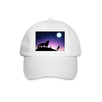 Loup Stellaire et Corbeau sous la Lune - Poster - Casquette classique - blanc/blanc - Devant