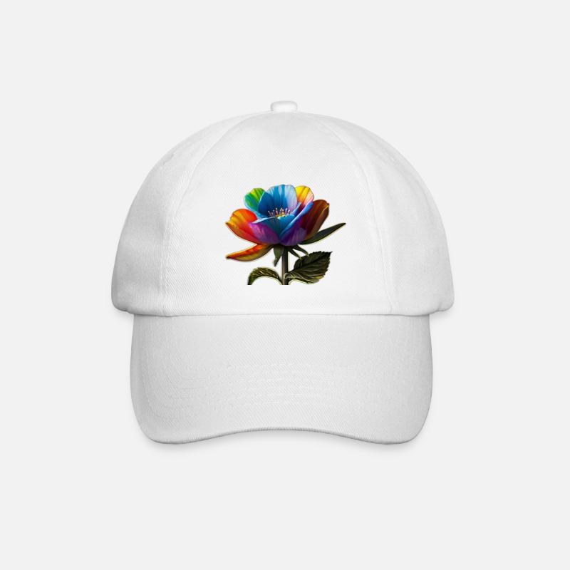 Rainbow Flower - Baseball Cap - white/white