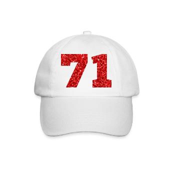 71 Roter Glitzer - 71 Geburtstag - Baseballkappe - Weiß/Weiß - Vorne
