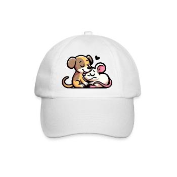 Câlin Chien Et Souris Amoureux - Casquette classique - blanc/blanc - Devant