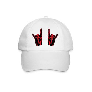 Two Heavy Metal Hard Rock Horns Finger Hand Gesture - Baseball Cap - white/white - Front