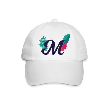 Eleganter Buchstabe 'M' mit Blumen - Baseballkappe - Weiß/Weiß - Vorne
