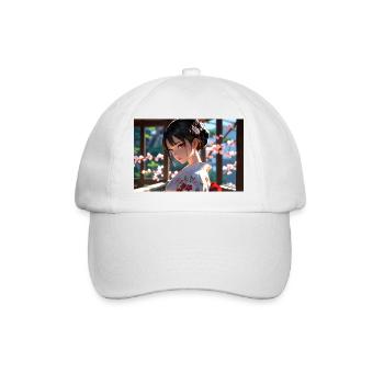 Farbenfrohe Geisha in traditioneller Eleganz - Baseballkappe - Weiß/Weiß - Vorne