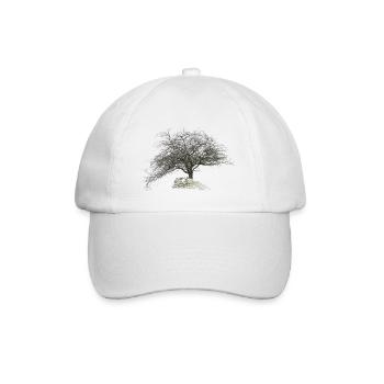 Mystischer Baum auf einem Hügel bei Nacht, 001425 - Baseballkappe - Weiß/Weiß - Vorne