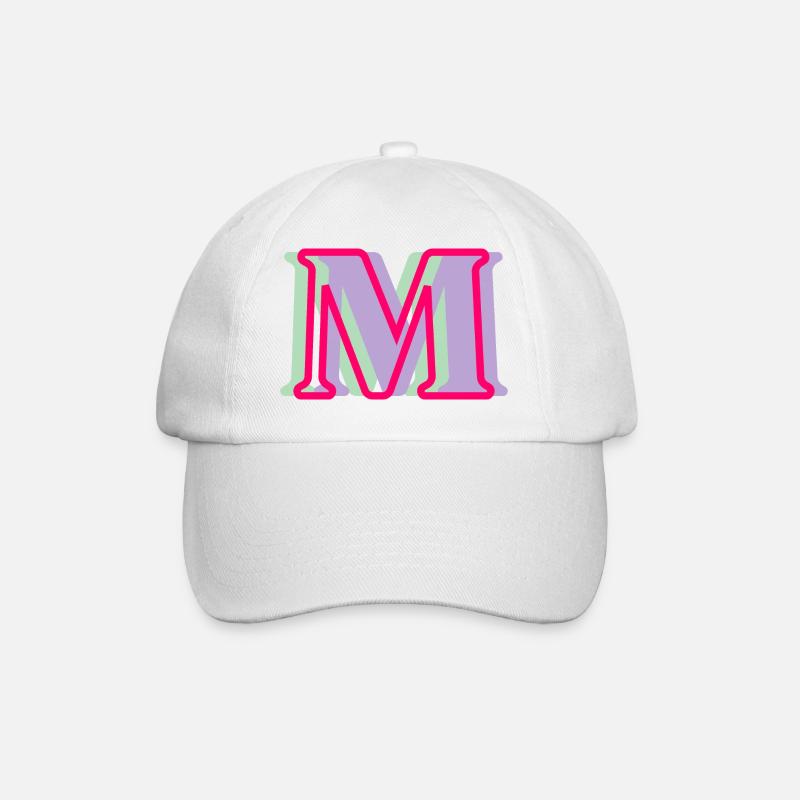 Mehrfarbiger Buchstabe m - Baseballkappe - Weiß/Weiß