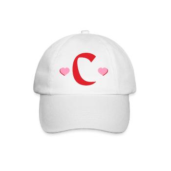 Lettre c cœurs rouges - Casquette classique - blanc/blanc - Devant