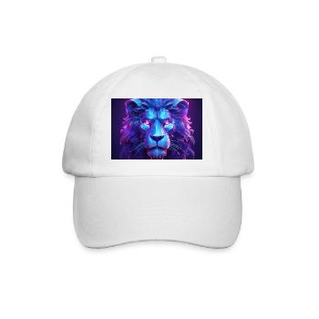 Neon lion head with futuristic flair - Baseball Cap - white/white - Front