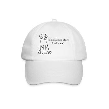 J’obéis à mon chien (et il le sait) - Casquette classique - blanc/blanc - Devant