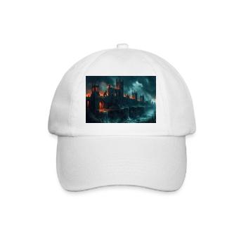 Poster Illustration Medieval Landscape in Ruins - Baseball Cap - white/white - Front