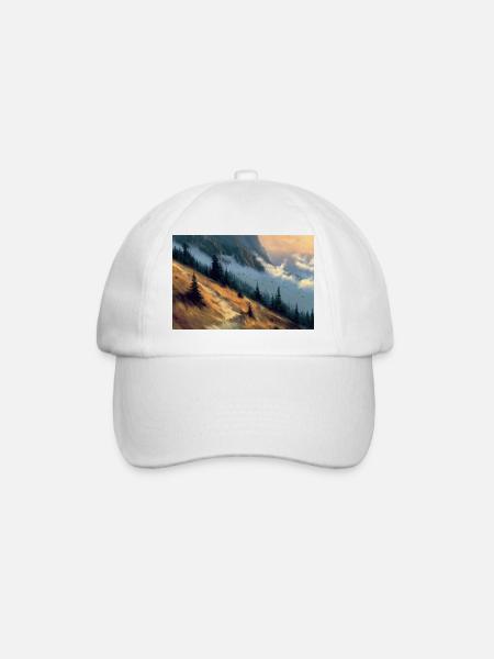 Poster Illustration Paysage de Montagne - Casquette classique - blanc/blanc