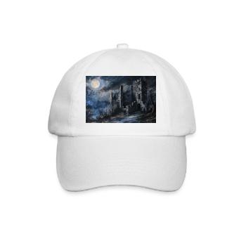 Poster Illustration Medieval Landscape in Ruins - Baseball Cap - white/white - Front