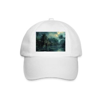 Poster Illustration Paysage jungle en ruine - Casquette classique - blanc/blanc - Devant