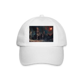 Poster Illustration Medieval Landscape in Ruins - Baseball Cap - white/white - Front