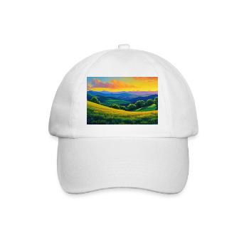 Natur Landschaft Illustration Poster - Baseballkappe - Weiß/Weiß - Vorne
