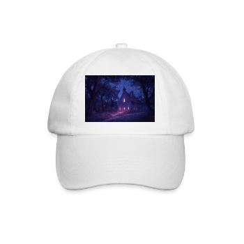 Poster Illustration église dans la nuit - Casquette classique - blanc/blanc - Devant