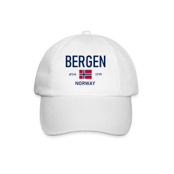 Bergen - Norway - Coordinates - Flag - Baseball Cap - white/white - Front