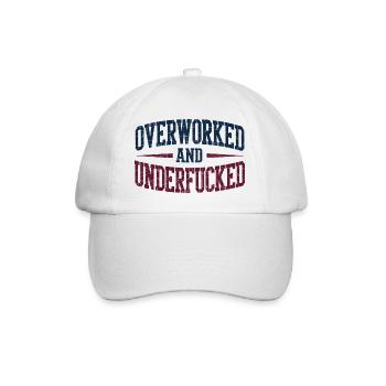 Overworked and Underfucked Vintage Retro Design - Baseball Cap - white/white - Front