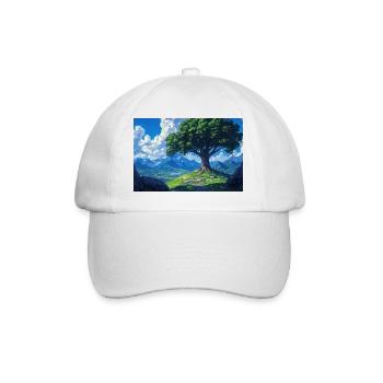 Natur Landschaft Illustration Poster - Baseballkappe - Weiß/Weiß - Vorne