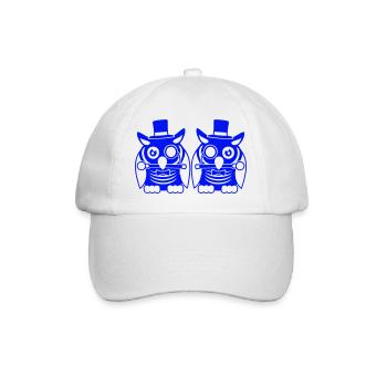 2 Owls Top Hat Monocle Glasses Rich Gentlemen - Baseball Cap - white/white - Front