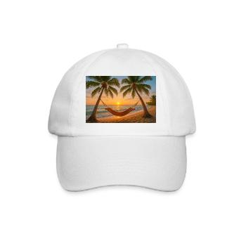 Palmen, Hängematte und Strand - Baseballkappe - Weiß/Weiß - Vorne