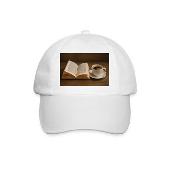 Buch und Kaffee - Baseballkappe - Weiß/Weiß - Vorne