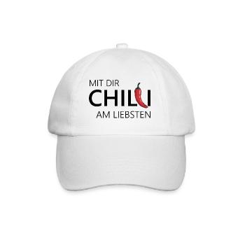 Feuriger Chili Paprika Illustration - Baseballkappe - Weiß/Weiß - Vorne