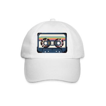 Retro Kassette Aufkleber - Baseballkappe - Weiß/Weiß - Vorne