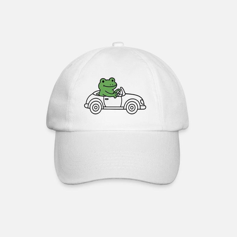 Frosch im Auto - Baseballkappe - Weiß/Weiß