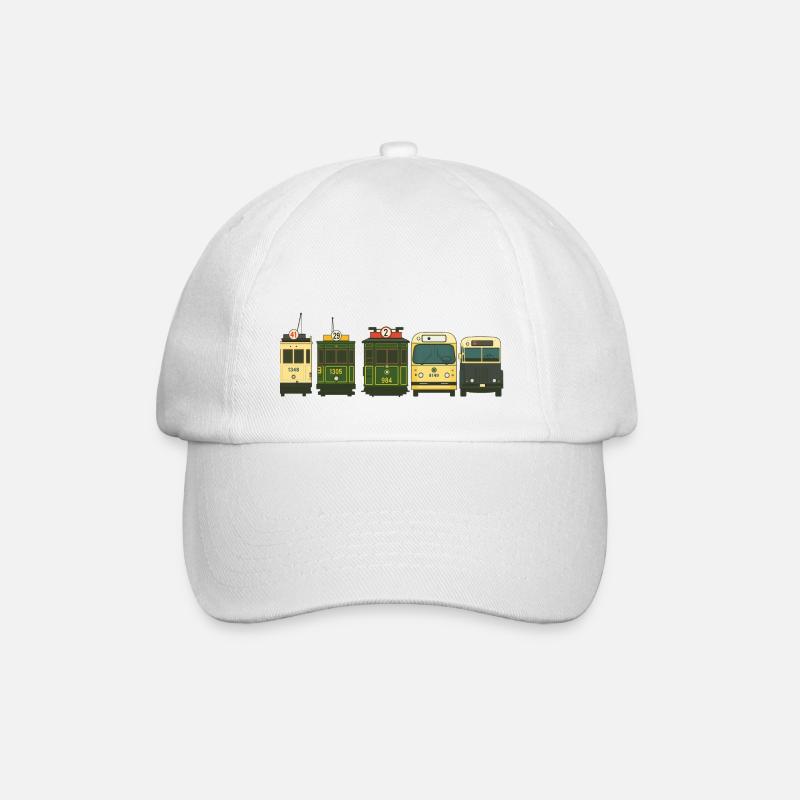 Wagons de train illustrés dans le style vintage - Casquette classique - blanc/blanc