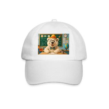 Cute Bear with Glasses in Classroom - Baseball Cap - white/white - Front