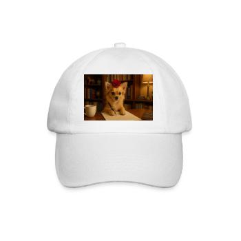 Smart and Chic Chihuahua with Rose - Baseball Cap - white/white - Front