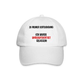 Left Unattended, Warning on T-Shirt - Baseball Cap - white/white - Front