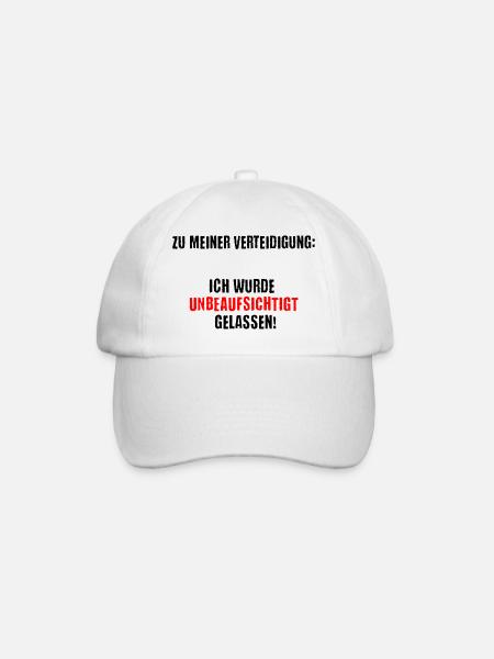 Unbeaufsichtigt gelassen, Warnung auf T-Shirt - Baseballkappe - Weiß/Weiß