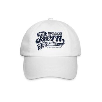 Born in September 1975 - Geburtstag - Geschenk - Baseballkappe - Weiß/Weiß - Vorne
