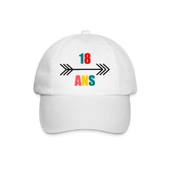 18. 18 YEARS OLD. 18th ANNIVERSARY. 18 BIRTHDAY. - Baseball Cap - white/white - Front