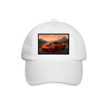 Sports car at sunset - Baseball Cap - white/white - Front