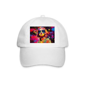 Colorful Pop Art Portrait with Glasses - Baseball Cap - white/white - Front