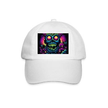 Glühender psychedelischer Schädel - Baseballkappe - Weiß/Weiß - Vorne