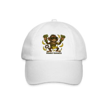 Funny monkey with money and bananas - Baseball Cap - white/white - Front